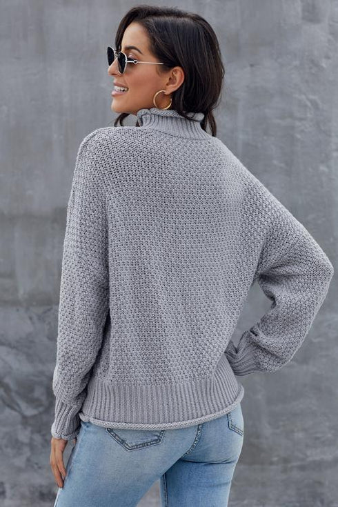 Oversized Chunky Batwing Long Sleeve Turtleneck Sweater