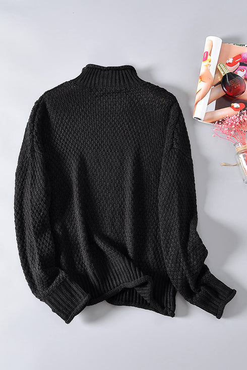 Oversized Chunky Batwing Long Sleeve Turtleneck Sweater