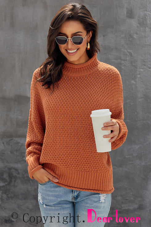 Oversized Chunky Batwing Long Sleeve Turtleneck Sweater