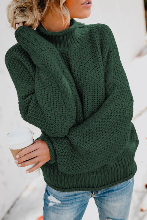 Oversized Chunky Batwing Long Sleeve Turtleneck Sweater
