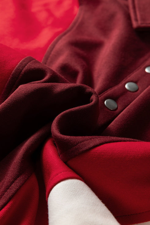 Oversized Color Block Quarter Snap Fleece Pullover