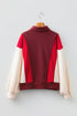 Oversized Color Block Quarter Snap Fleece Pullover