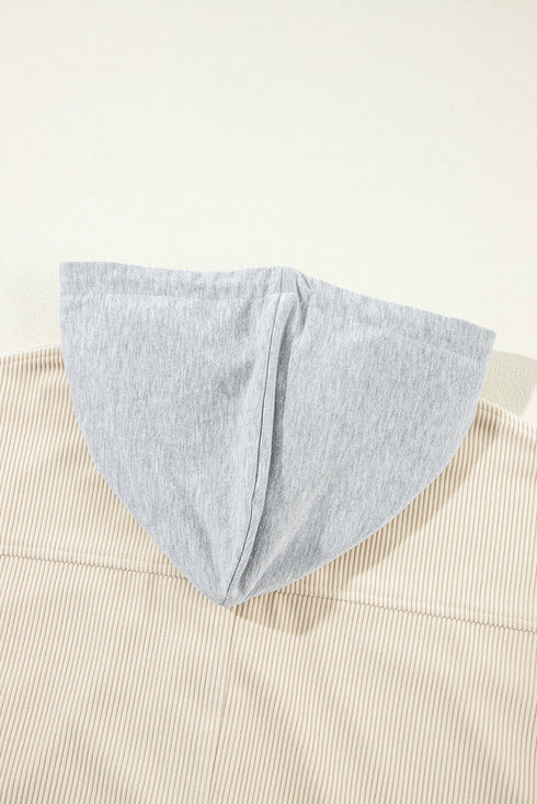 Oversized Corduroy Contrast Hooded Shacket