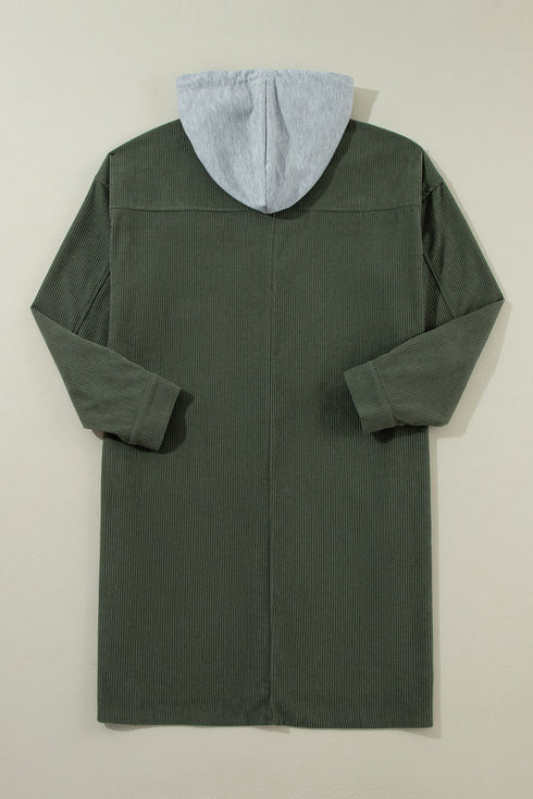 Oversized Corduroy Contrast Hooded Shacket