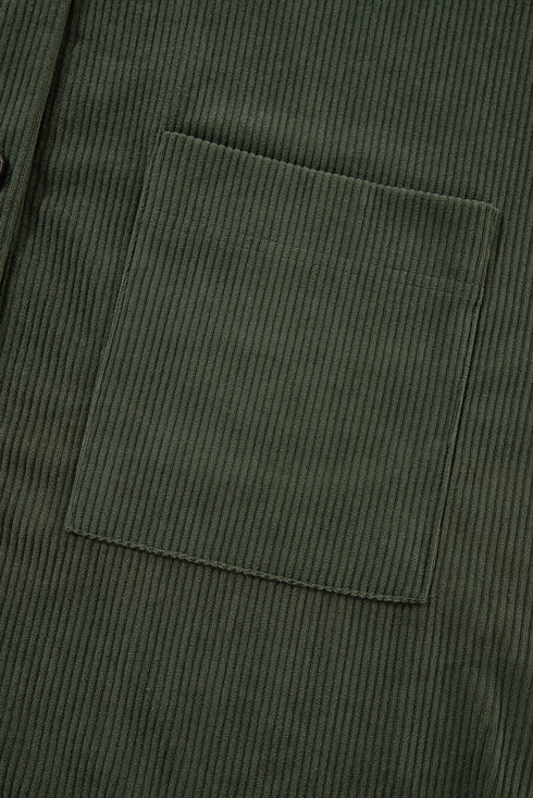 Oversized Corduroy Contrast Hooded Shacket