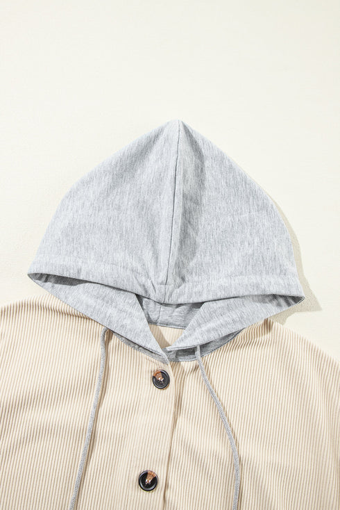 Oversized Corduroy Contrast Hooded Shacket