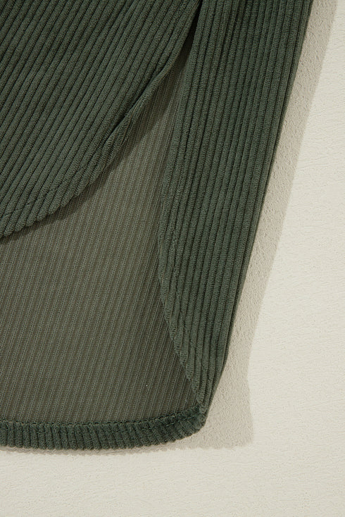 Oversized Corduroy Contrast Hooded Shacket