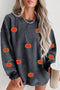 Oversized Corduroy Texture Pumpkin Patch Crew Neck Pullover