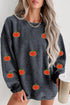 Oversized Corduroy Texture Pumpkin Patch Crew Neck Pullover