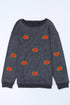 Oversized Corduroy Texture Pumpkin Patch Crew Neck Pullover