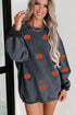 Oversized Corduroy Texture Pumpkin Patch Crew Neck Pullover