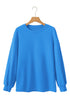 Oversized Crew Neck Long Sleeve Ribbed Pullover Sweatshirt
