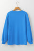 Oversized Crew Neck Long Sleeve Ribbed Pullover Sweatshirt