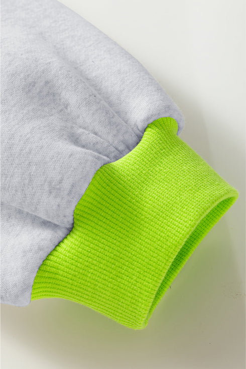 Oversized Drop Shoulder Balloon Sleeve Ribbed Trim Pullover Sweatshirt