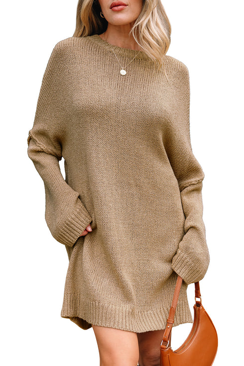 Oversized Drop Shoulder Exposed Seam Sweater Dress