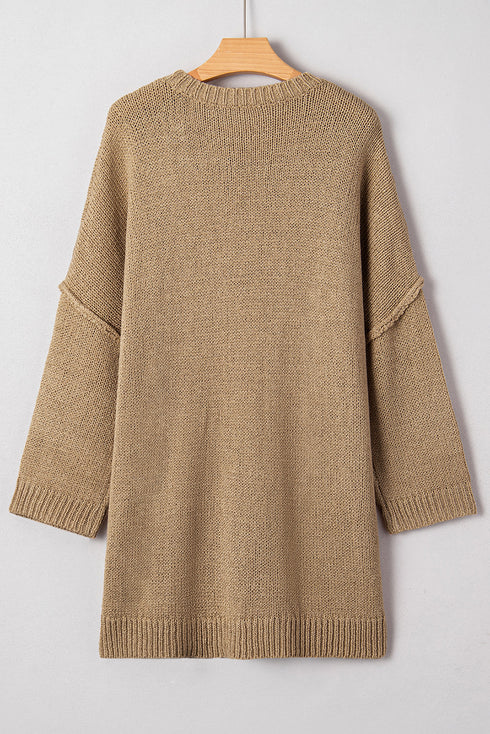 Oversized Drop Shoulder Exposed Seam Sweater Dress
