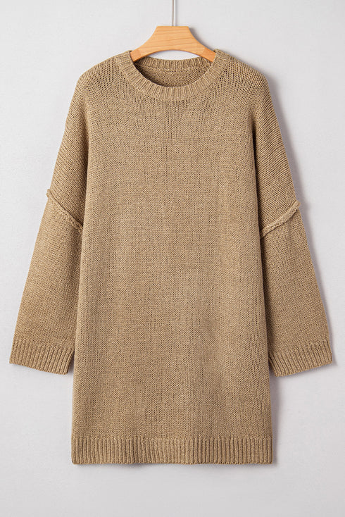 Oversized Drop Shoulder Exposed Seam Sweater Dress