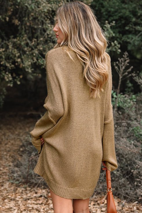 Oversized Drop Shoulder Exposed Seam Sweater Dress