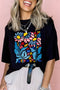 Oversized Drop Shoulder Floral Graphic Jersey Tee