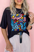 Oversized Drop Shoulder Floral Graphic Jersey Tee