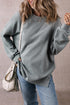Oversized Drop Shoulder Side Split Cotton Blend Sweatshirt