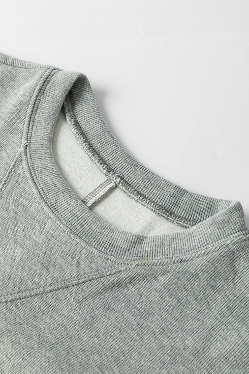 Oversized Drop Shoulder Side Split Cotton Blend Sweatshirt