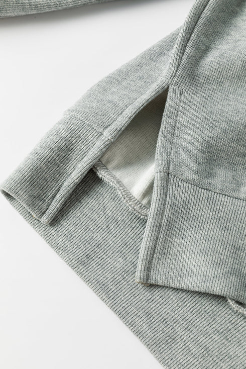 Oversized Drop Shoulder Side Split Cotton Blend Sweatshirt