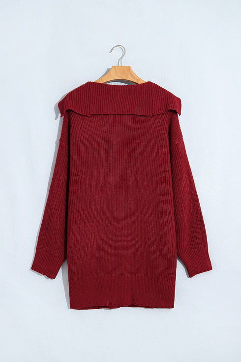Oversized Fit Button Front Unpatterned Knit Cardigan