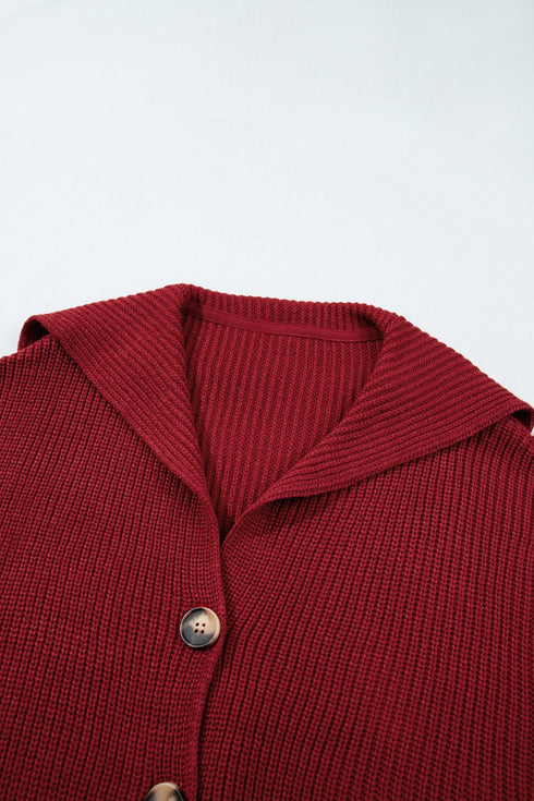 Oversized Fit Button Front Unpatterned Knit Cardigan