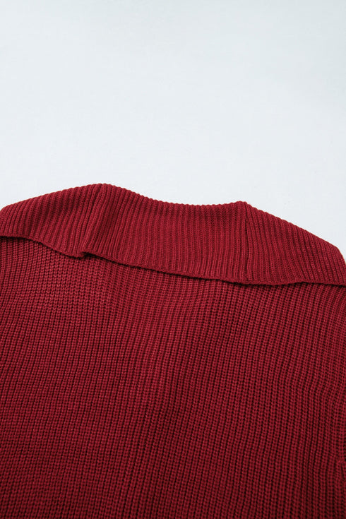 Oversized Fit Button Front Unpatterned Knit Cardigan