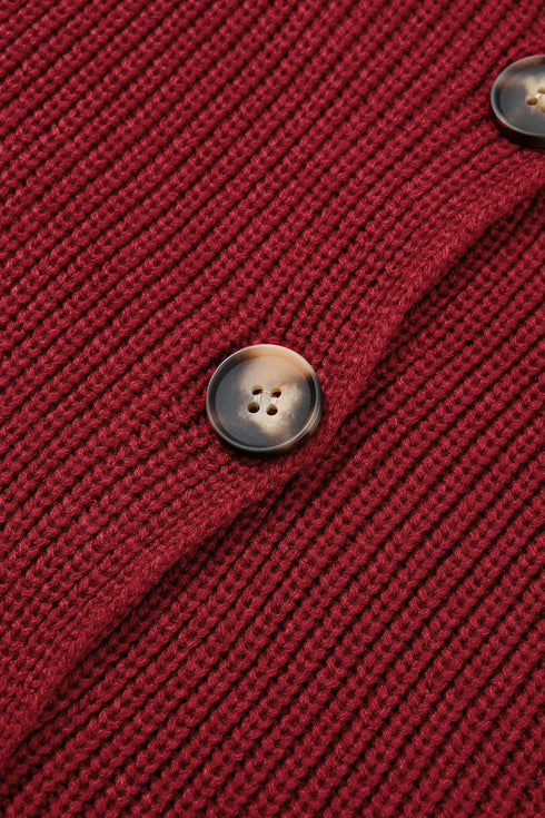 Oversized Fit Button Front Unpatterned Knit Cardigan