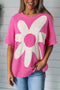 Oversized Fit Drop Shoulder Floral Applique Detail T Shirt