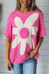 Oversized Fit Drop Shoulder Floral Applique Detail T Shirt