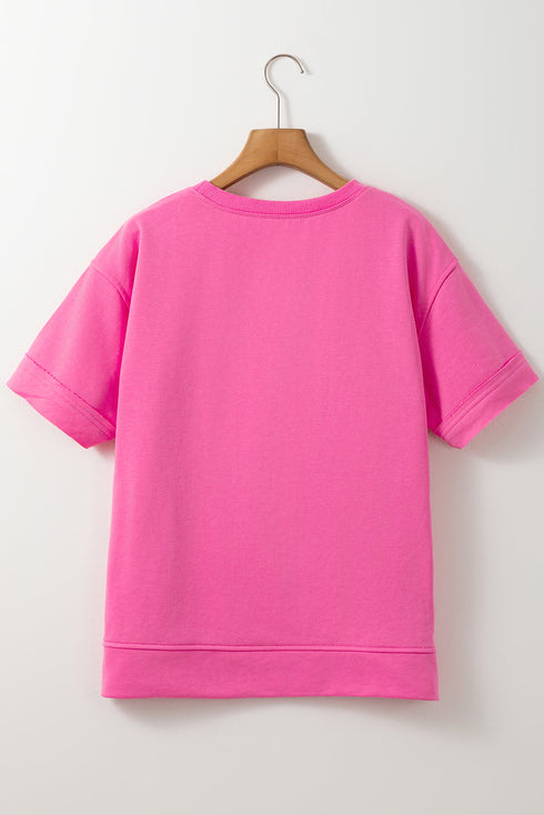Oversized Fit Drop Shoulder Floral Applique Detail T Shirt
