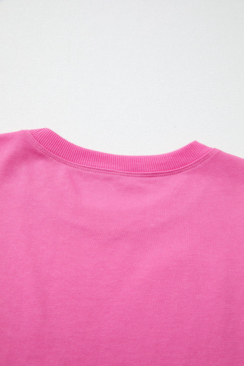 Oversized Fit Drop Shoulder Floral Applique Detail T Shirt