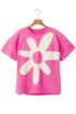 Oversized Fit Drop Shoulder Floral Applique Detail T Shirt