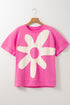Oversized Fit Drop Shoulder Floral Applique Detail T Shirt