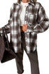 Oversized Flannel Plaid Single Chest Pocket Boyfriend Shacket