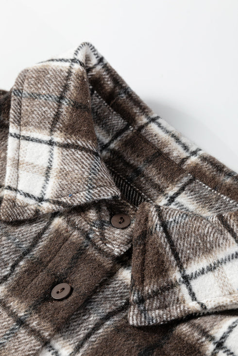Oversized Flannel Plaid Single Chest Pocket Boyfriend Shacket