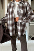 Oversized Flannel Plaid Single Chest Pocket Boyfriend Shacket