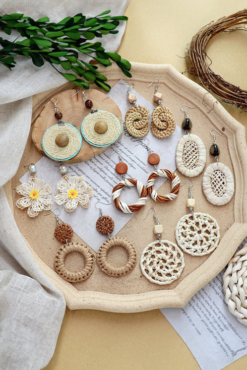Oversized Floral Crochet Pearl Accent Stud Earrings