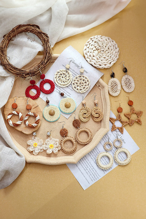 Oversized Floral Crochet Pearl Accent Stud Earrings