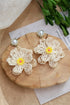 Oversized Floral Crochet Pearl Accent Stud Earrings