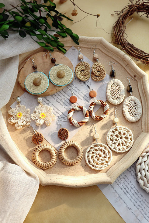 Oversized Floral Crochet Pearl Accent Stud Earrings