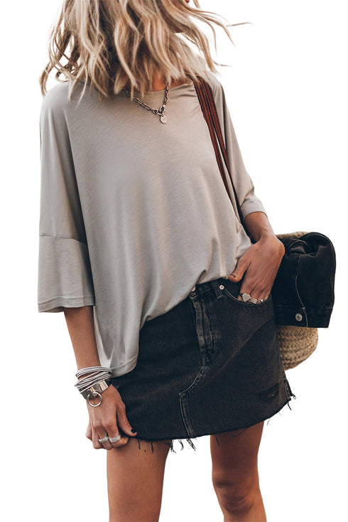 Oversized Flowy Drop Shoulder Soft Knit Tee