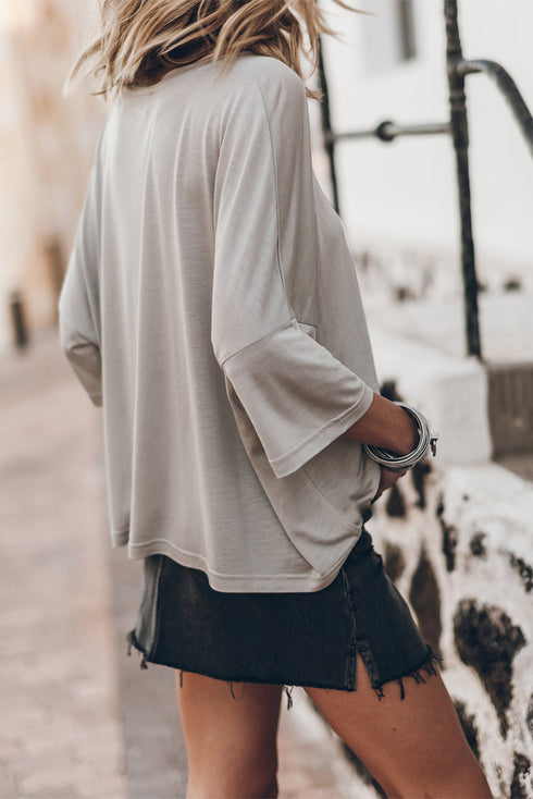 Oversized Flowy Drop Shoulder Soft Knit Tee