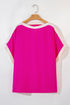 Oversized Geometric Panel Boat Neck Tunic Blouse