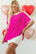 Oversized Geometric Panel Boat Neck Tunic Blouse