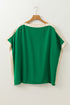 Oversized Geometric Panel Boat Neck Tunic Blouse
