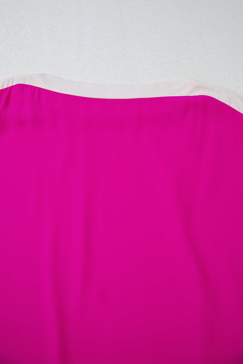 Oversized Geometric Panel Boat Neck Tunic Blouse